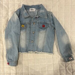Lola Blue Cropped Jean Jacket with Classic Collar